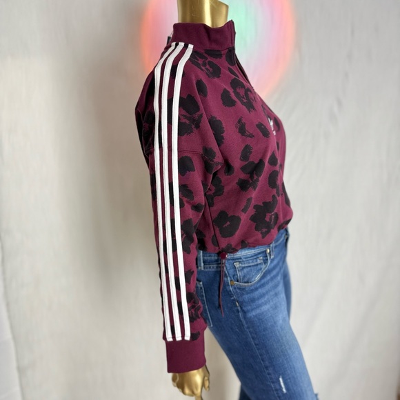 adidas Women's burgundy& Black Half-Zip Sweatshirt - Picture 3 of 3